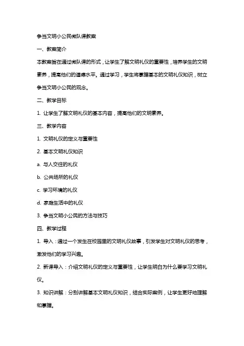 争当文明小公民微队课教案