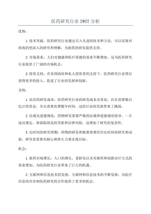 医药研究行业SWOT分析
