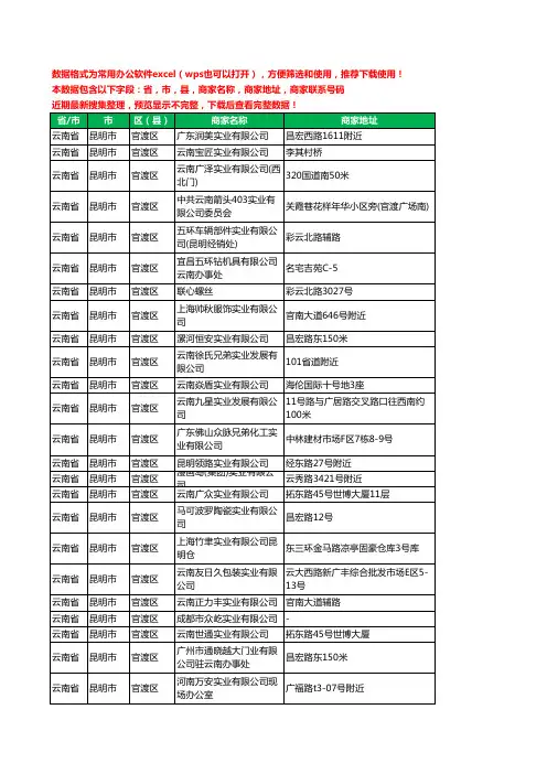 2020新版云南省昆明市官渡区实业有限公司工商企业公司商家名录名单黄页联系电话号码地址大全111家