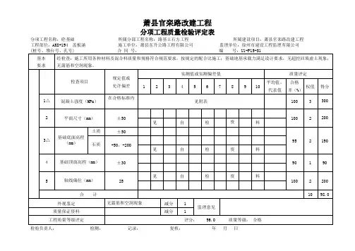圆管涵、盖板涵分项工程质量检验评定表共99页文档