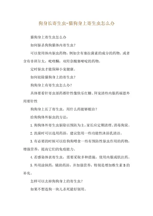 狗身长寄生虫-猫狗身上寄生虫怎么办