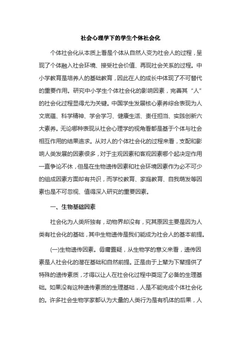 社会心理学下的学生个体社会化