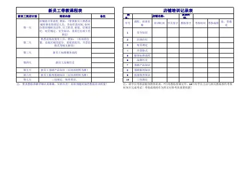 新员工带教表