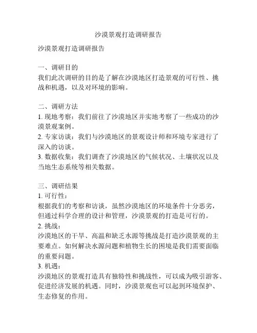 沙漠景观打造调研报告