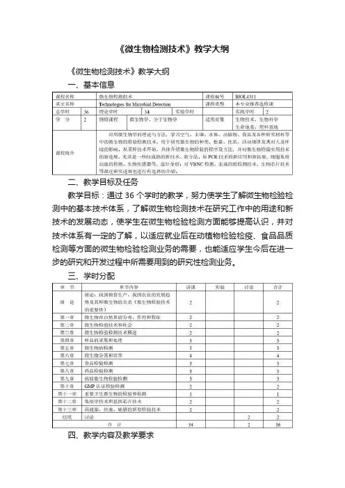《微生物检测技术》教学大纲