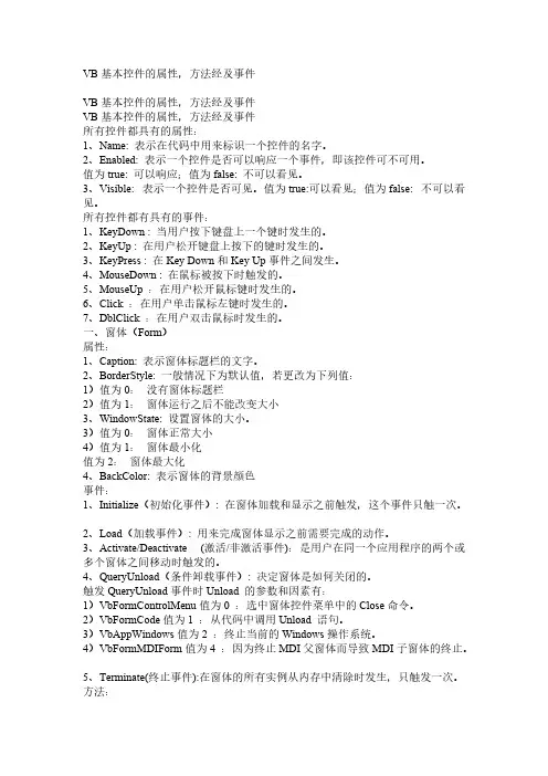 VB6.0基本控件的属性-推荐下载