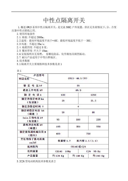 中性点隔离开关GW13系列  民熔