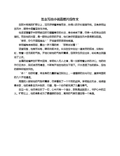 怎么写出小说高燃片段作文