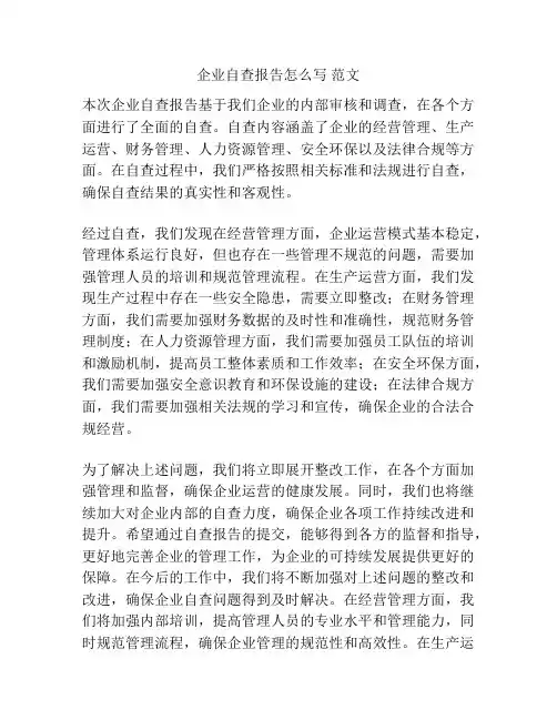 企业自查报告怎么写 范文