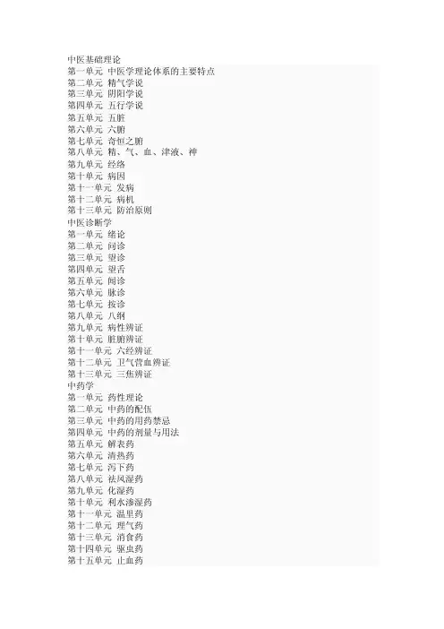 [整理版]中医基础理论目录