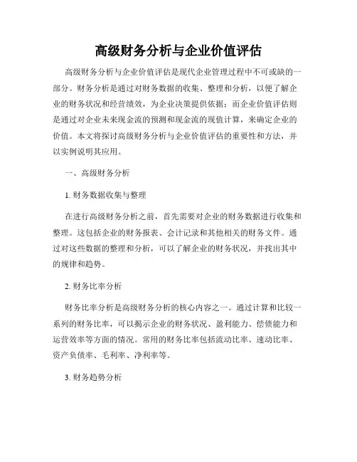 高级财务分析与企业价值评估