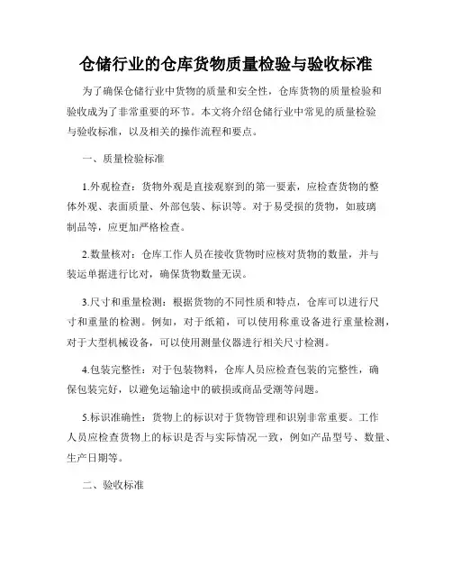 仓储行业的仓库货物质量检验与验收标准