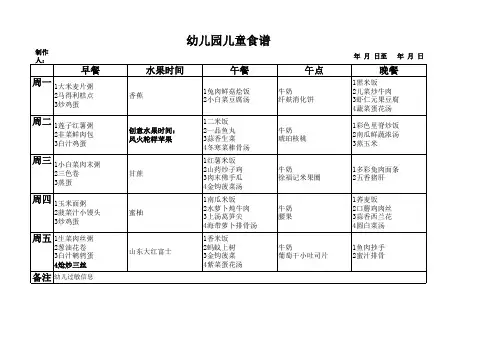 幼儿园食谱(不带量)