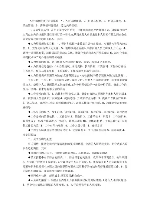 人力资源管理六大模块