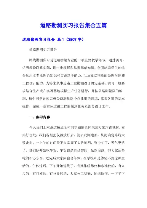 道路勘测实习报告集合五篇
