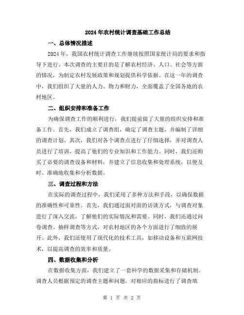 2024年农村统计调查基础工作总结