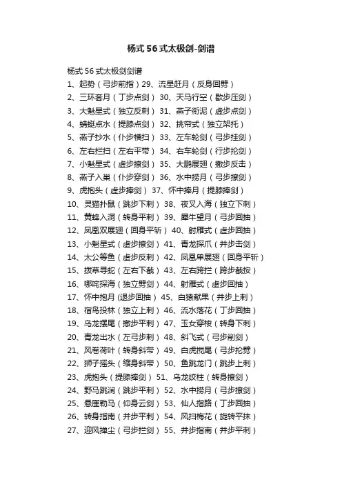 杨式56式太极剑-剑谱
