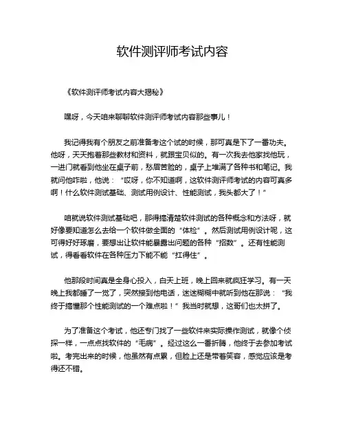 软件测评师考试内容