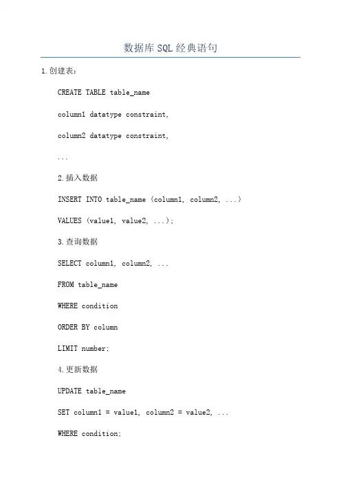 数据库SQL经典语句