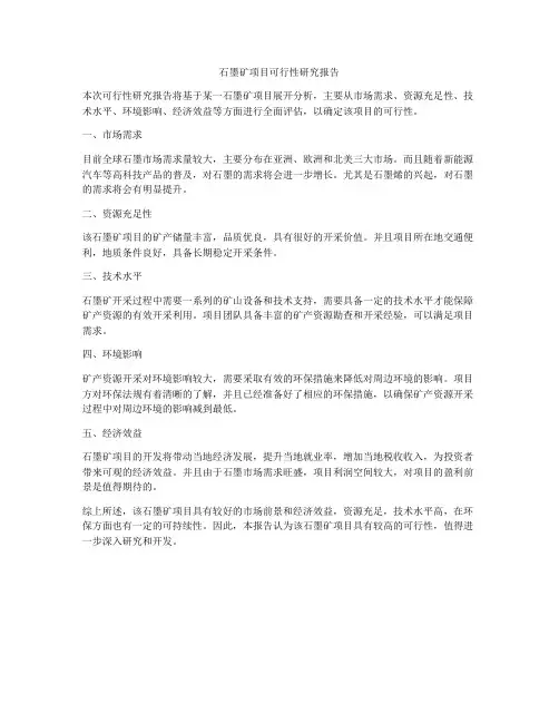石墨矿项目可行性研究报告