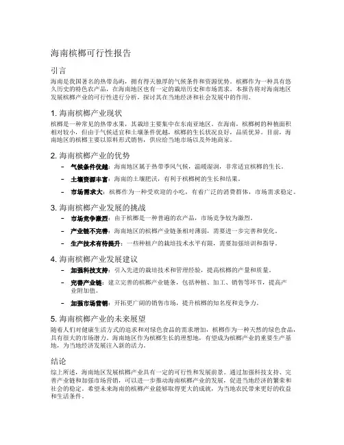 海南槟榔可行性报告