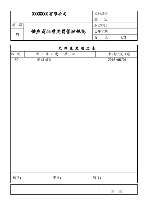 供应商品质奖罚管理规范