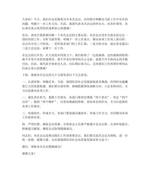 会议简报领导发言稿