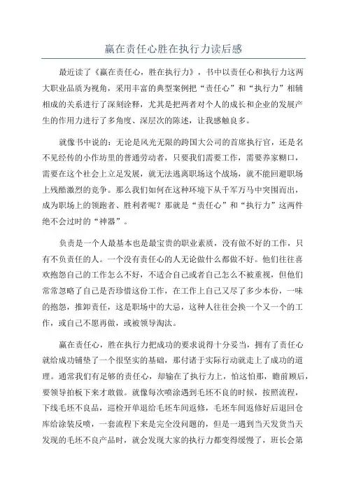 赢在责任心胜在执行力读后感