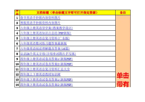 2015年小学英语寒假作业答案寒假作业辅导资料(精心搜集整理)