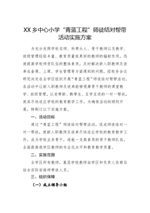 小学师带徒方案