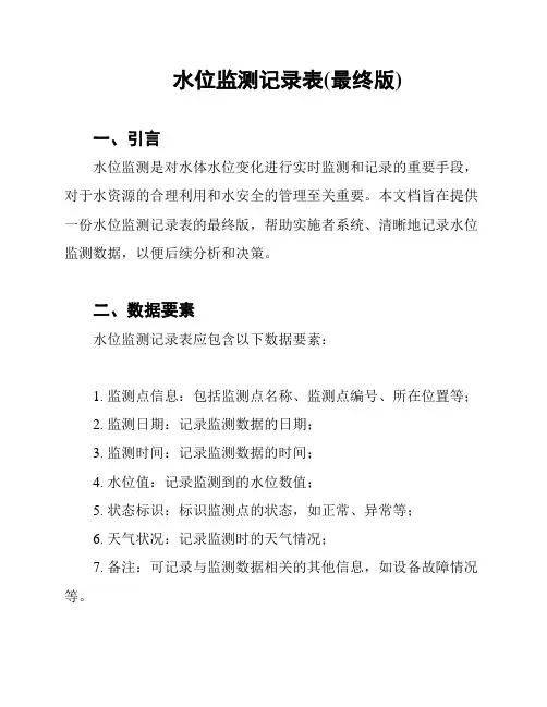水位监测记录表(最终版)