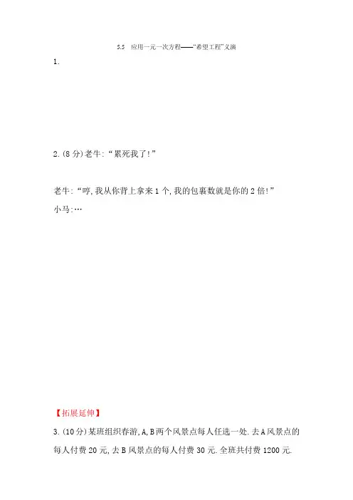 55应用一元一次方程——“希望工程”义演1