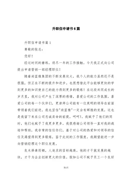 升职信申请书6篇