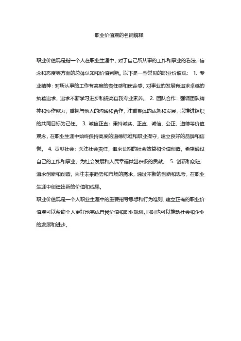 职业价值观的名词解释