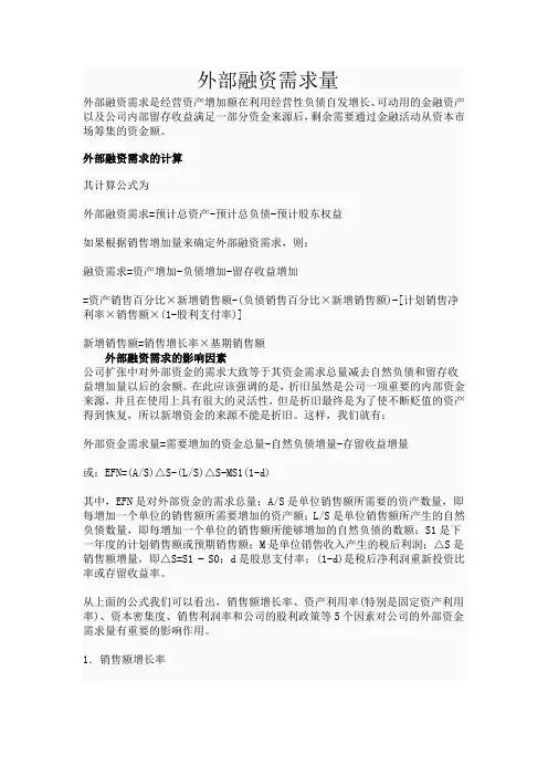 外部融资需求量