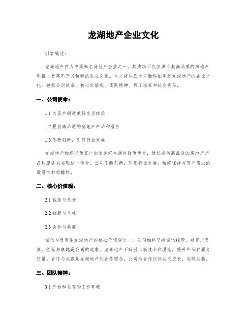 龙湖地产企业文化