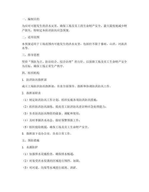 工场防洪防汛应急预案