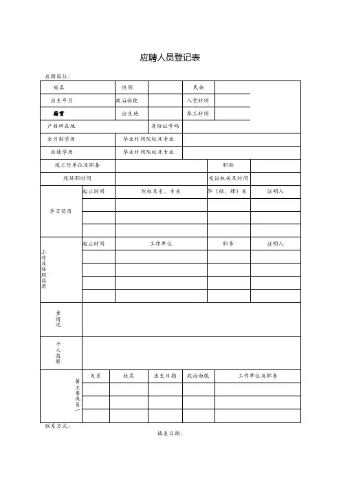 个人简历空白表格(89)