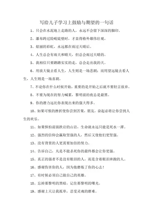 写给儿子学习上鼓励与期望的一句话