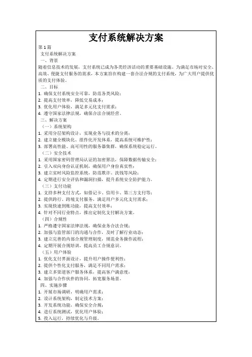 支付系统解决方案