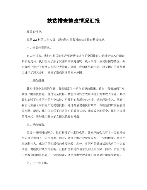 扶贫排查整改情况汇报