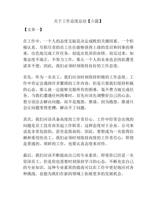 关于工作态度总结【六篇】
