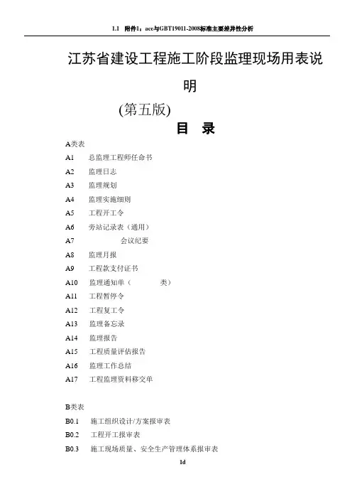 最新江苏省建设工程现场用表(第五版)