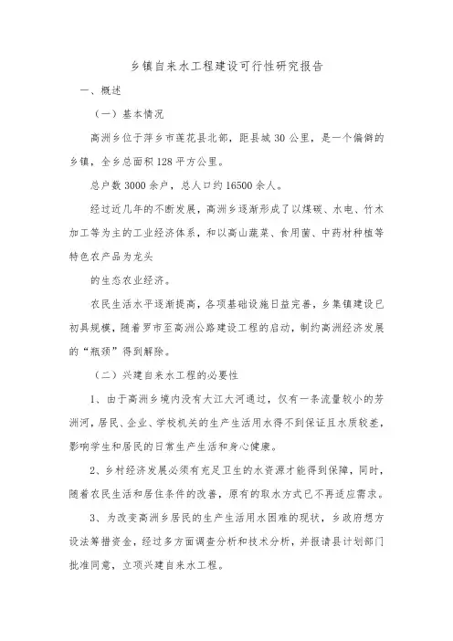 乡镇自来水工程建设可行性研究报告.doc