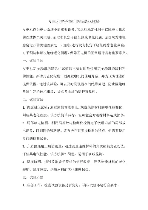 发电机定子绕组绝缘老化试验