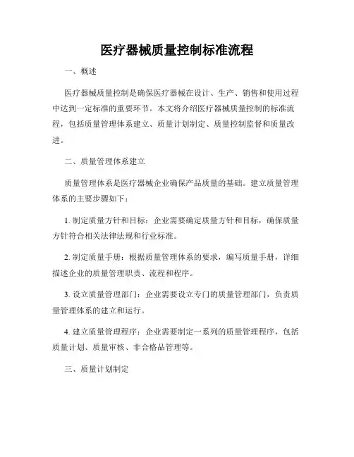 医疗器械质量控制标准流程