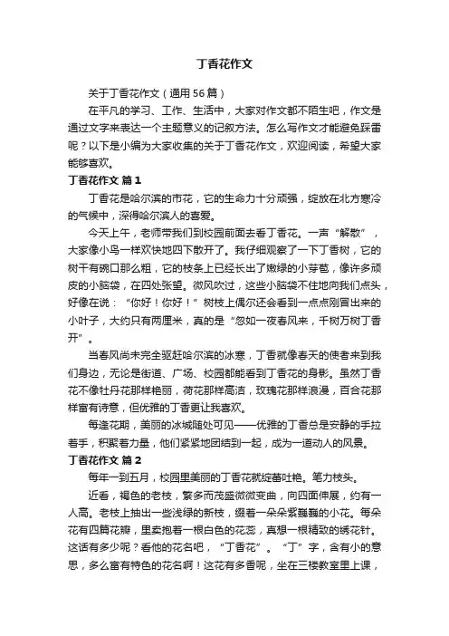 关于丁香花作文（通用56篇）