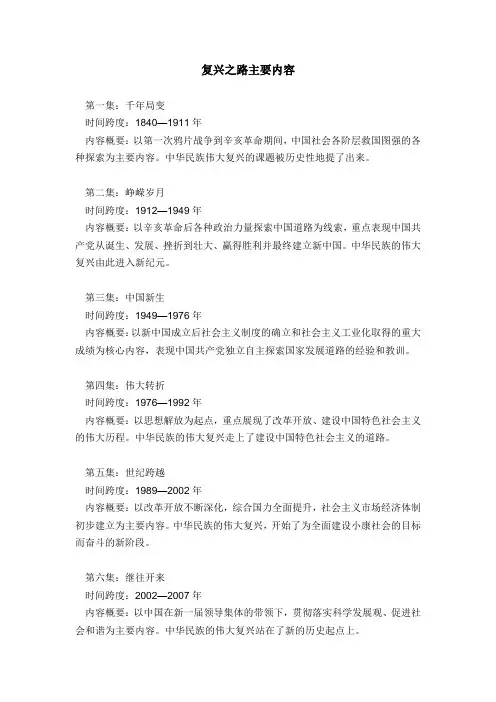 复兴之路主要内容