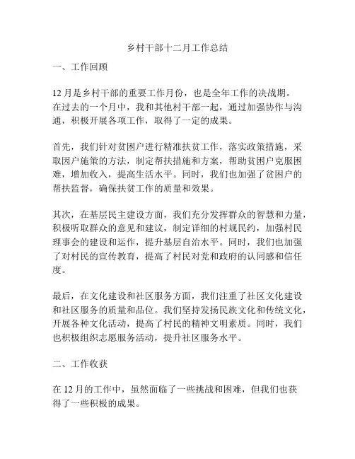 乡村干部十二月工作总结