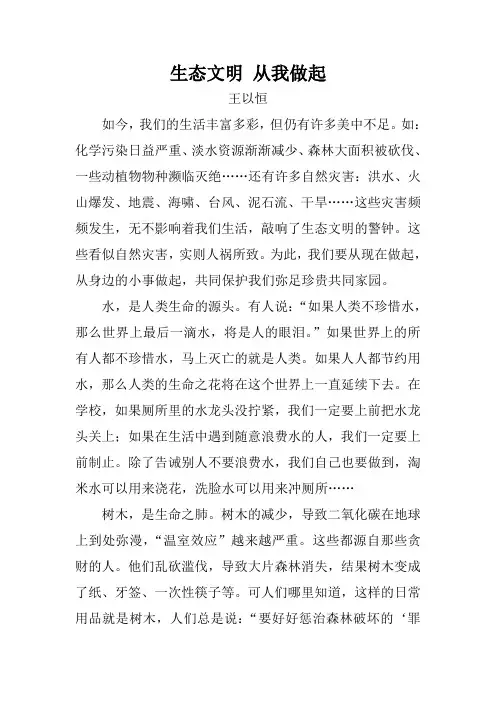 生态文明 从我做起(王以恒)